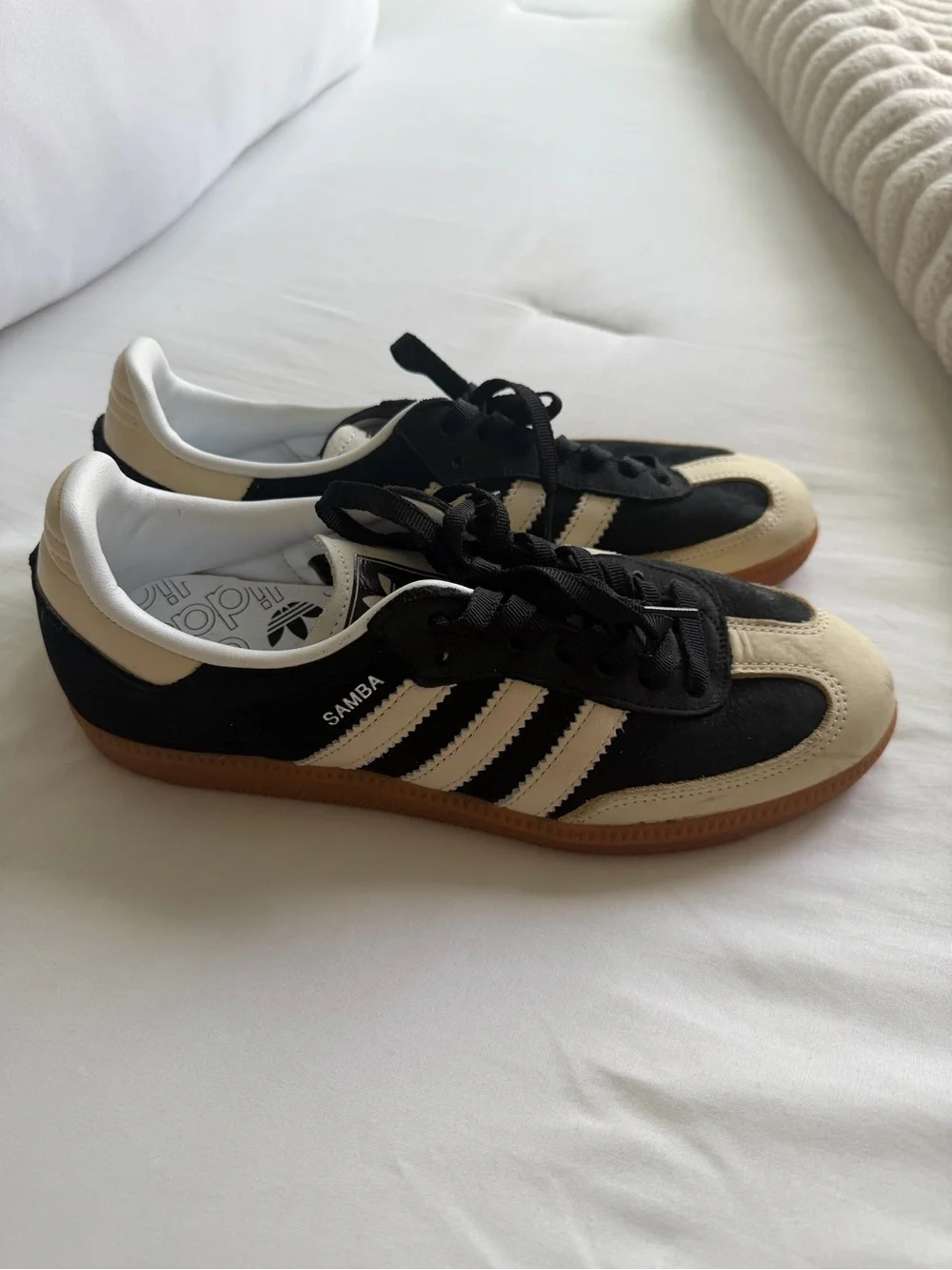 Adidas Black and Cream Retro Trainer